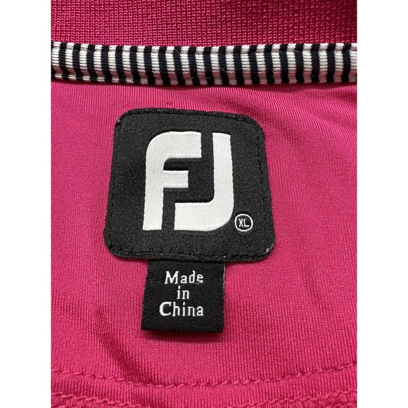 Footjoy Polo‎ Shirt FJ Logo Pink Color Block Striped Golf Men's X-Large XL - Picture 3 of 4